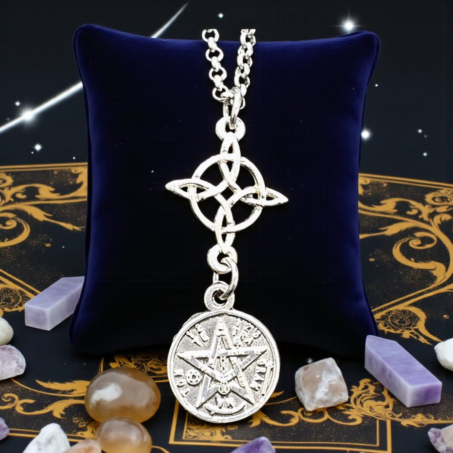Dije Tetragramaton Y Nudo De Bruja En Plata 1,5 Cm Art 1279