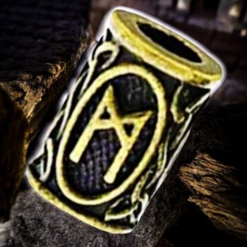 Abalorio Runa Vikingo Mannaz Para Pelo Barba Bronce Art 1752