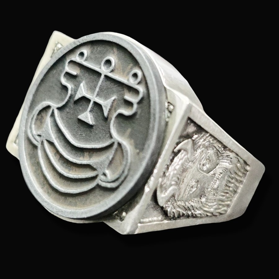 Anillo Demonio 2 Duque Agares 72 Demonios Clave menor de Salomón Goetia En Plata 2,2 cm x 1,8 cm 18 Gr Art 1780 - Imagen 2