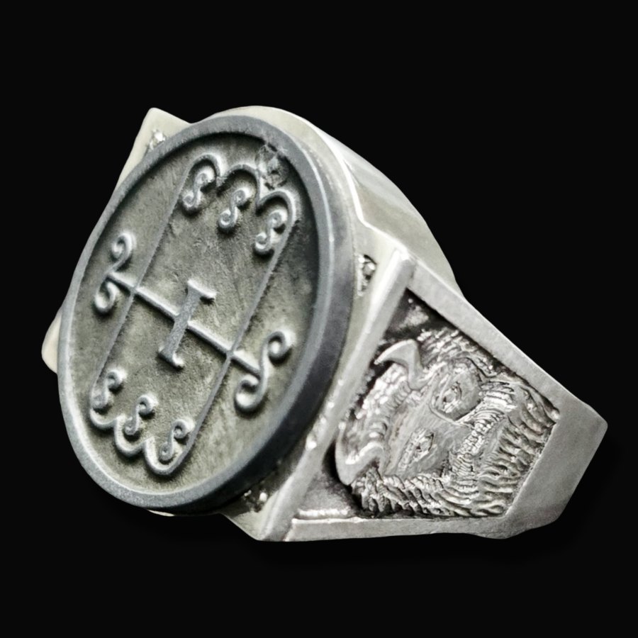 Anillo Demonio 7 Marques Aamon 72 Demonios Clave menor de Salomón Goetia En Plata 2,2 cm x 1,8 cm 18 Gr Art 1785 - Imagen 4