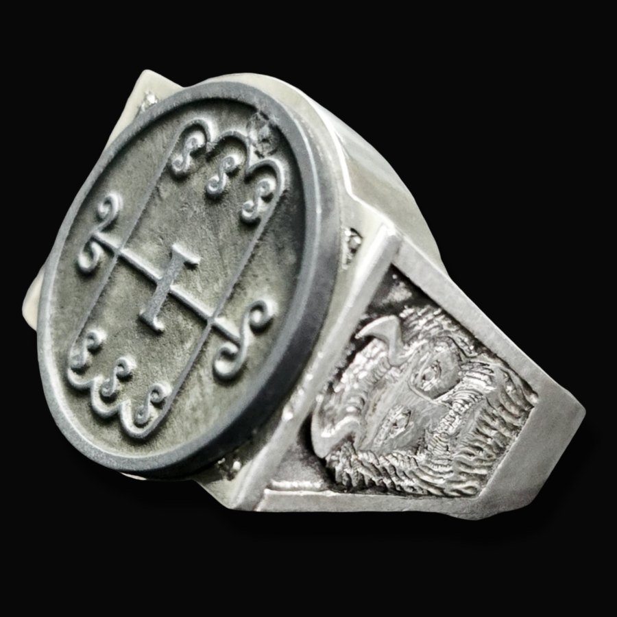 Anillo Demonio 7 Marques Aamon 72 Demonios Clave menor de Salomón Goetia En Plata 2,2 cm x 1,8 cm 18 Gr Art 1785 - Imagen 3