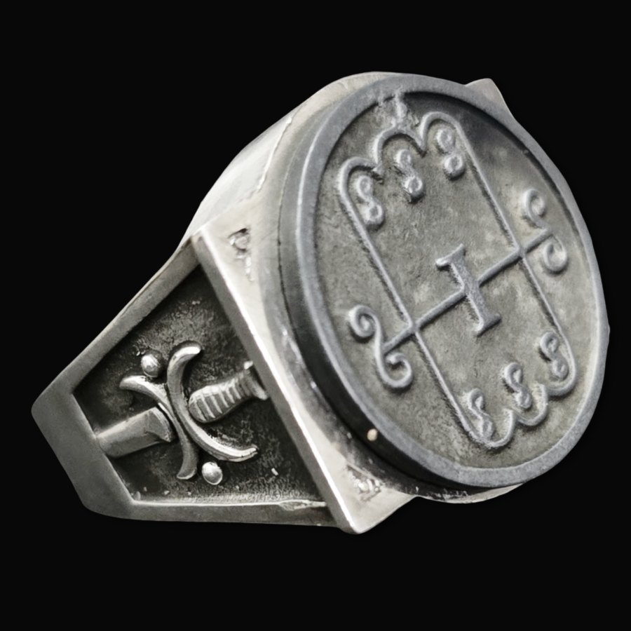 Anillo Demonio 8 Duque Barbatos 72 Demonios Clave menor de Salomón Goetia En Plata 2,2 cm x 1,8 cm 18 Gr Art 1786 - Imagen 5