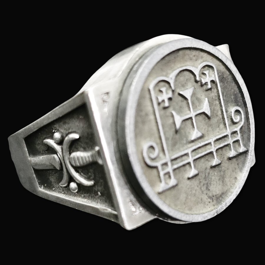 Anillo Demonio 8 Duque Barbatos 72 Demonios Clave menor de Salomón Goetia En Plata 2,2 cm x 1,8 cm 18 Gr Art 1786 - Imagen 3