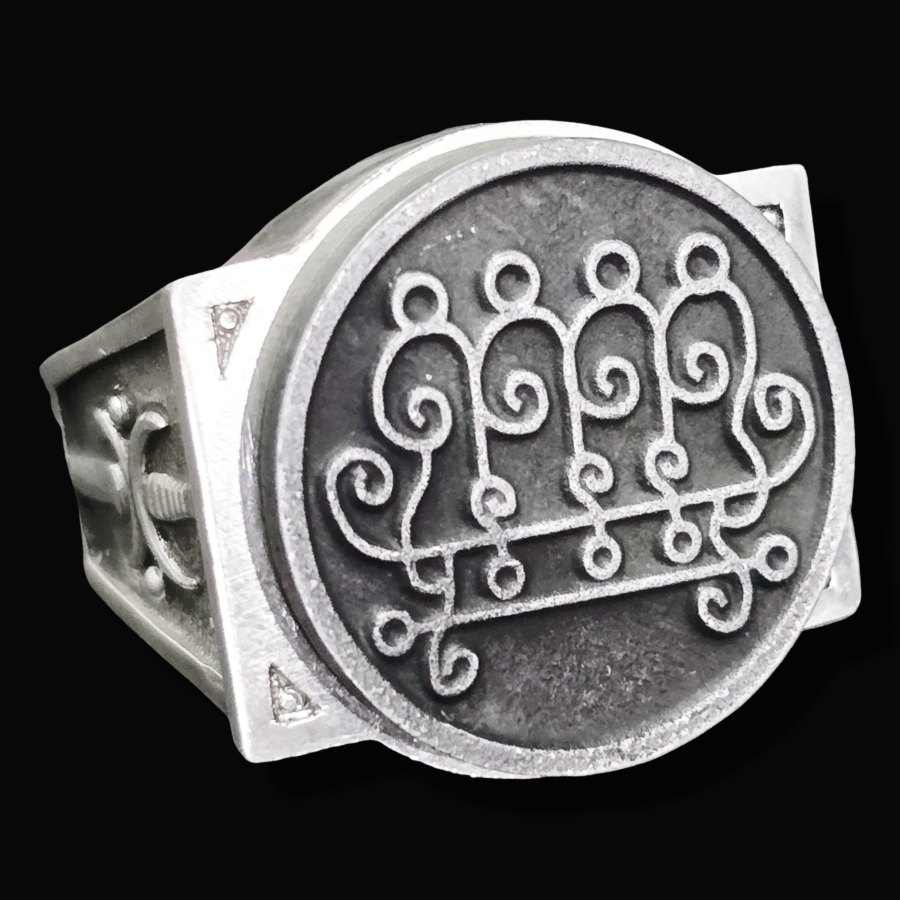 Anillo Demonio 9 REY PAIMON 72 Demonios Clave menor de Salomón Goetia En Plata 2,2 cm x 1,8 cm 18 Gr Art 1787 - Imagen 5