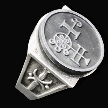 Anillo Demonio 10 PRESIDENTE BUER 72 Demonios Clave menor de Salomón Goetia En Plata 2,2 cm x 1,8 cm 18 Gr Art 1788