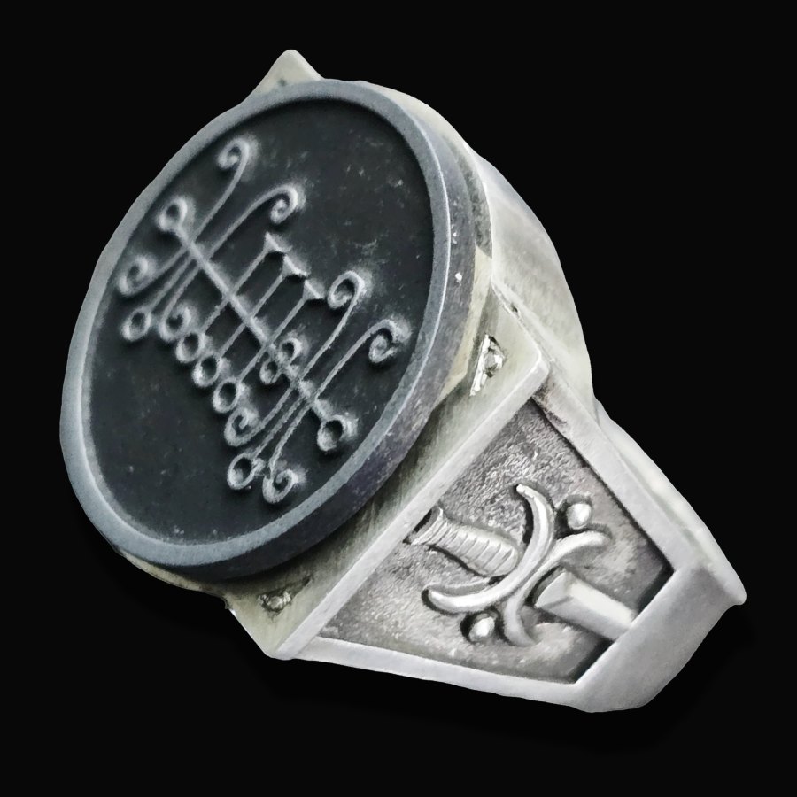 Anillo Demonio 19 DUQUE SALLOS 72 Demonios Clave menor de Salomón Goetia En Plata 2,2 cm x 1,8 cm 18 Gr Art 1797 - Imagen 4