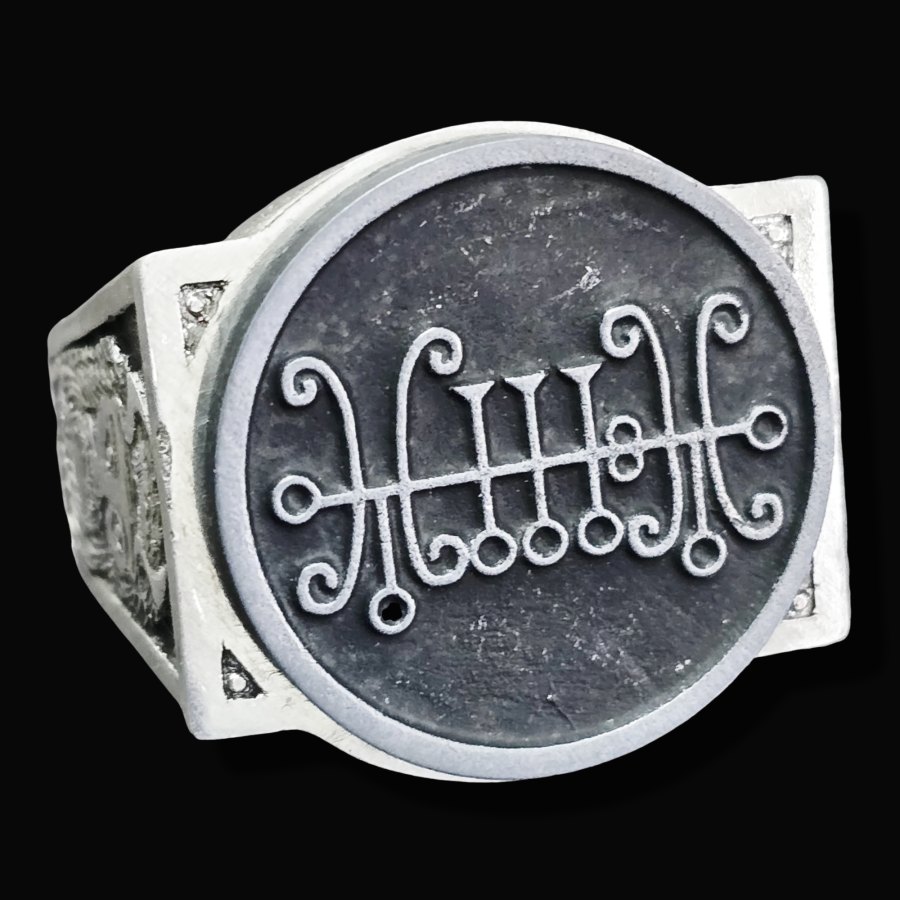 Anillo Demonio 19 DUQUE SALLOS 72 Demonios Clave menor de Salomón Goetia En Plata 2,2 cm x 1,8 cm 18 Gr Art 1797 - Imagen 3