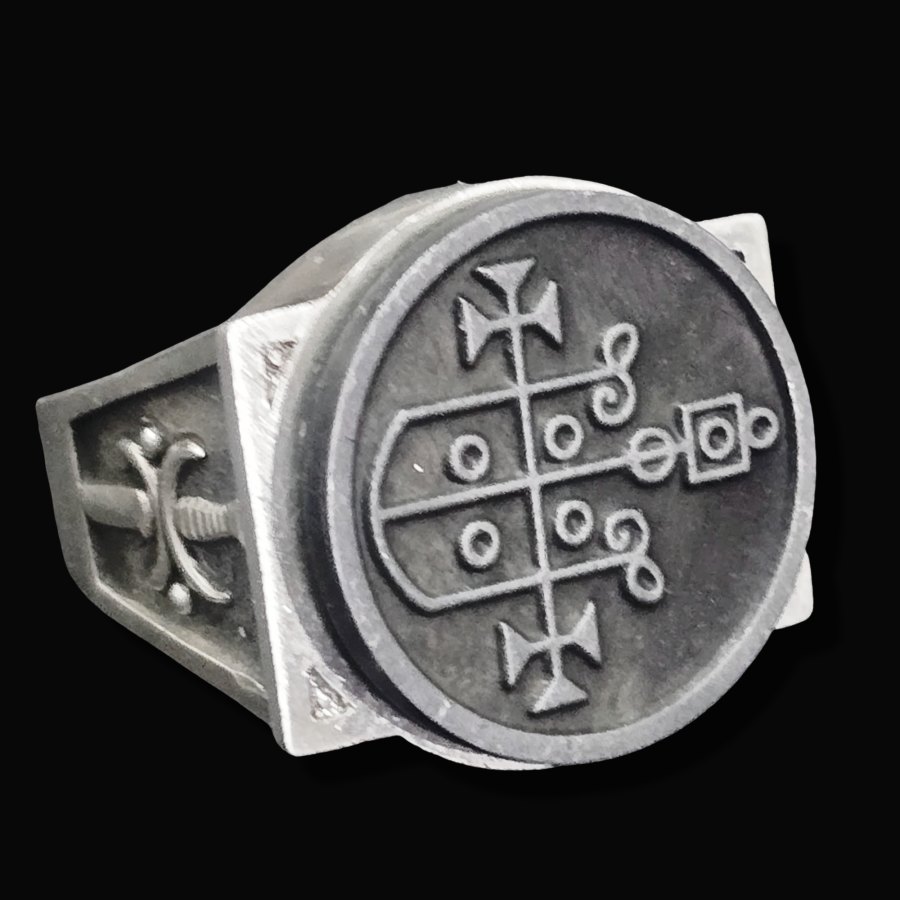 Anillo Demonio 33 PRESIDENTE GAAP 72 Demonios Clave menor de Salomón Goetia En Plata 2,2 cm x 1,8 cm 18 Gr Art 1811