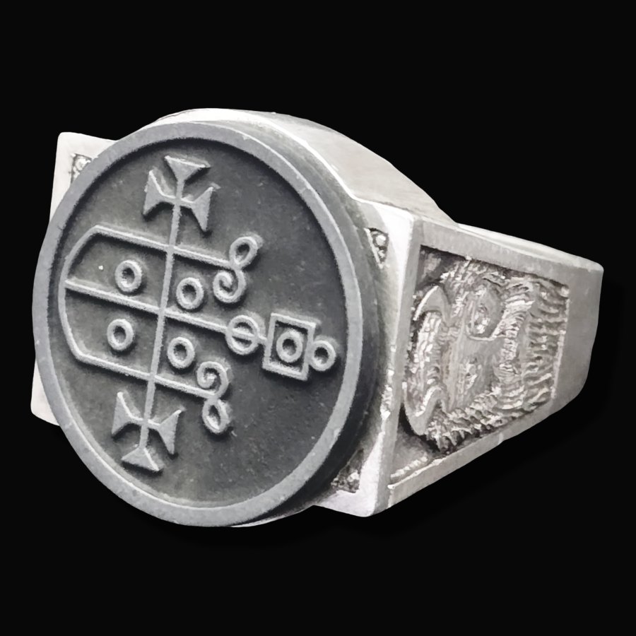 Anillo Demonio 33 PRESIDENTE GAAP 72 Demonios Clave menor de Salomón Goetia En Plata 2,2 cm x 1,8 cm 18 Gr Art 1811 - Imagen 2