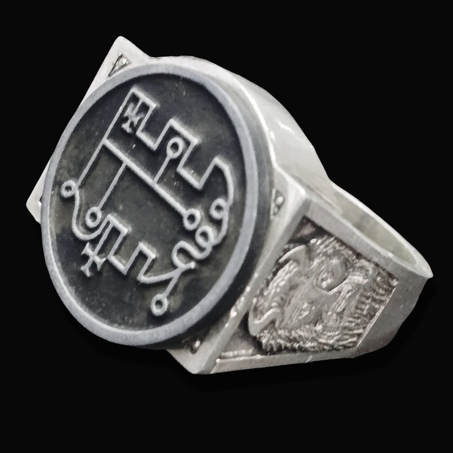 Anillo Demonio 36 PRINCIPE STOLAS 72 Demonios Clave menor de Salomón Goetia En Plata 2,2 cm x 1,8 cm 18 Gr Art 1814 - Imagen 4