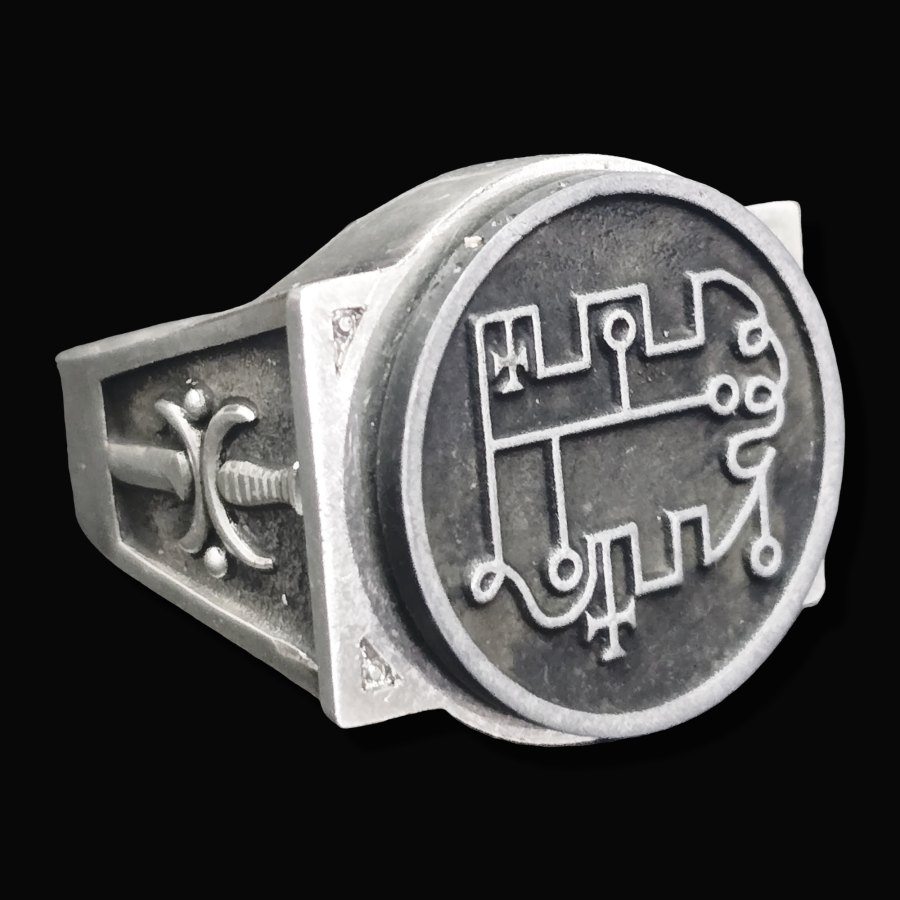 Anillo Demonio 36 PRINCIPE STOLAS 72 Demonios Clave menor de Salomón Goetia En Plata 2,2 cm x 1,8 cm 18 Gr Art 1814