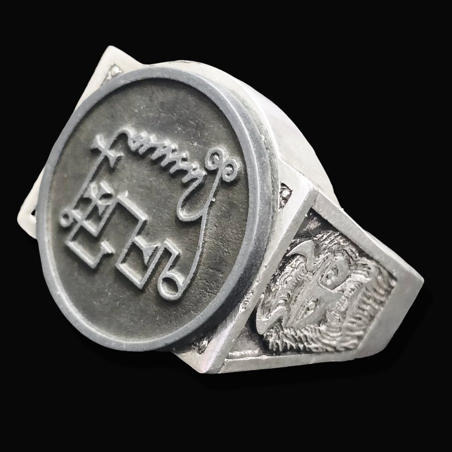 Anillo Demonio 58 PRESIDENTE AMI 72 Demonios Clave menor de Salomón Goetia En Plata 2,2 cm x 1,8 cm 18 Gr Art 1836 - Imagen 3