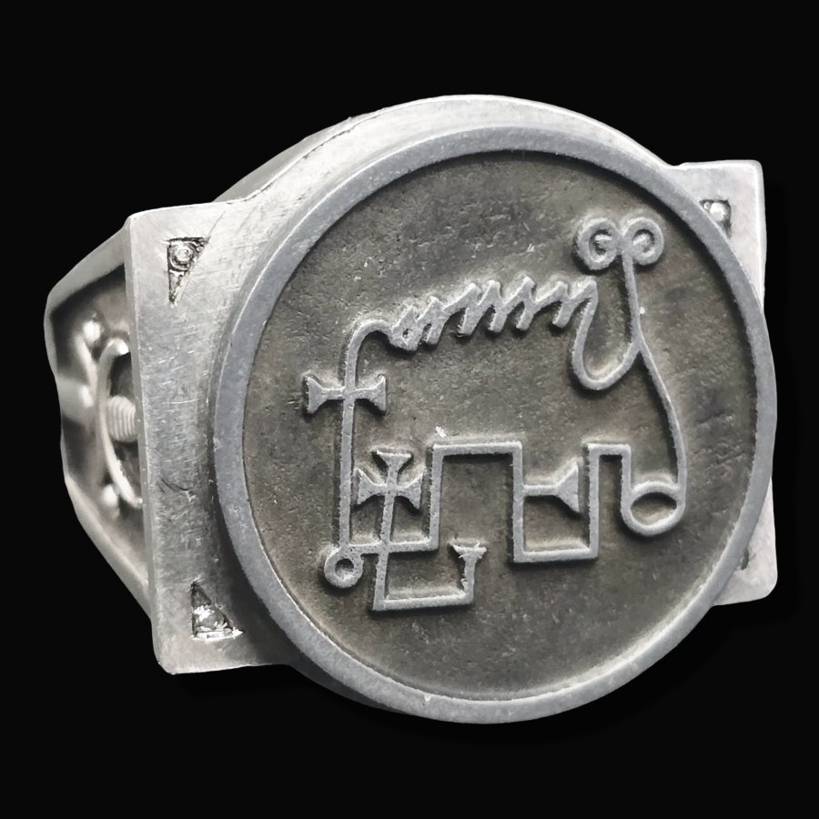 Anillo Demonio 58 PRESIDENTE AMI 72 Demonios Clave menor de Salomón Goetia En Plata 2,2 cm x 1,8 cm 18 Gr Art 1836 - Imagen 2
