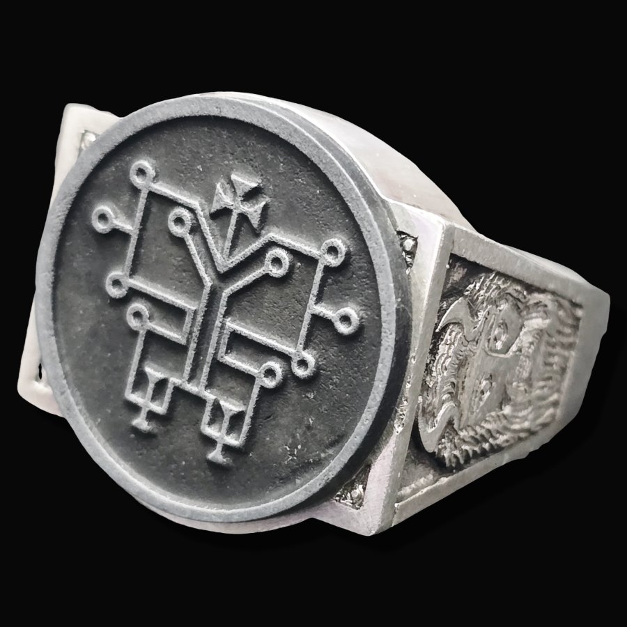 Anillo Demonio 59 MARQUES ORIAS 72 Demonios Clave menor de Salomón Goetia En Plata 2,2 cm x 1,8 cm 18 Gr Art 1837 - Imagen 3
