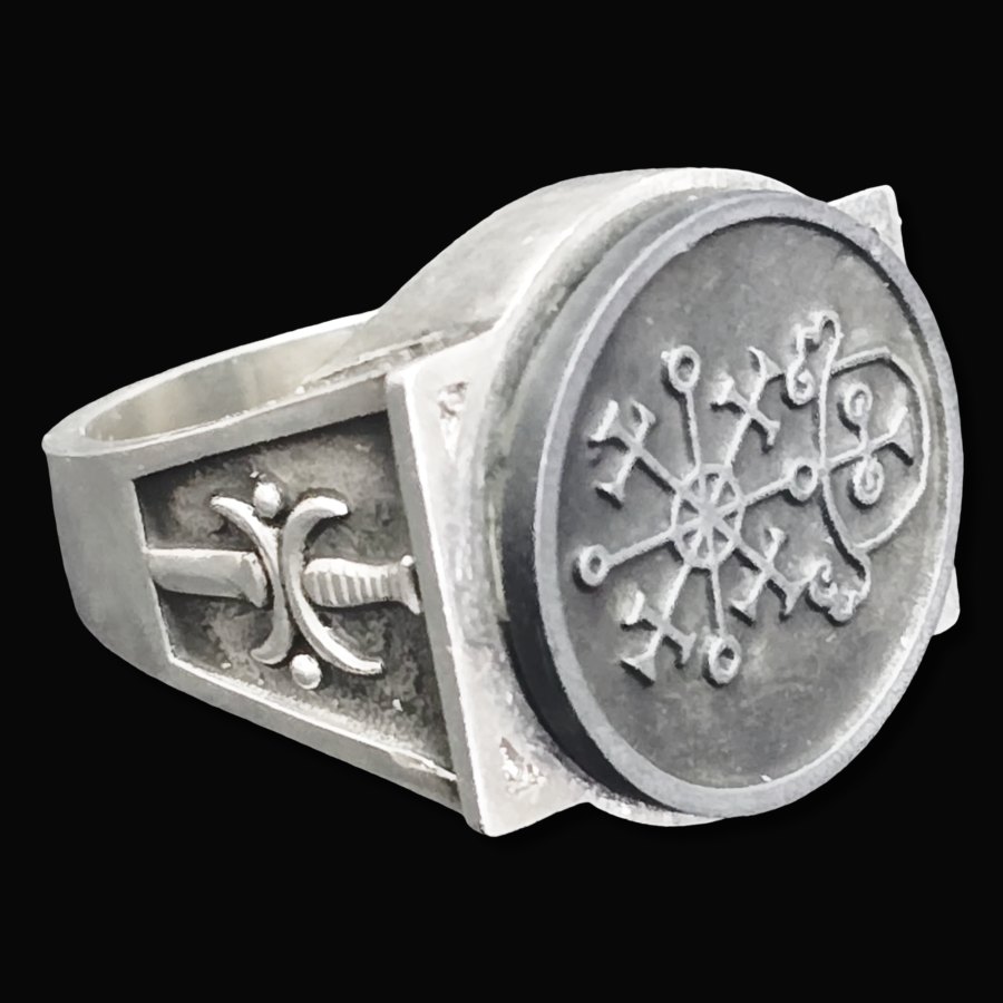 Anillo Demonio 62 REY PRESIDENTE VALAC 72 Demonios Clave menor de Salomón Goetia En Plata 2,2 cm x 1,8 cm 18 Gr Art 1840