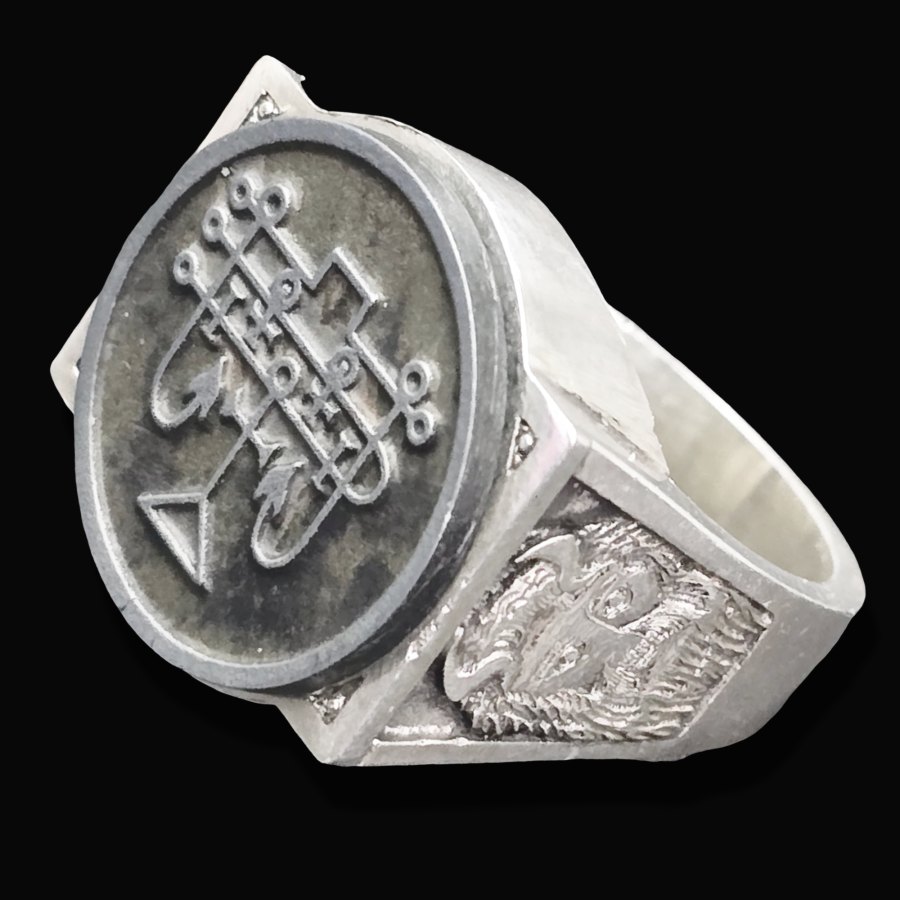 Anillo Demonio 63 MARQUES ANDRAS 72 Demonios Clave menor de Salomón Goetia En Plata 2,2 cm x 1,8 cm 18 Gr Art 1841 - Imagen 4