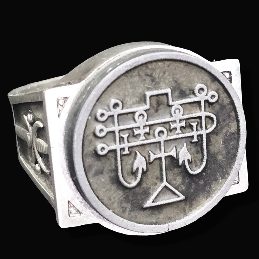 Anillo Demonio 63 MARQUES ANDRAS 72 Demonios Clave menor de Salomón Goetia En Plata 2,2 cm x 1,8 cm 18 Gr Art 1841 - Imagen 3