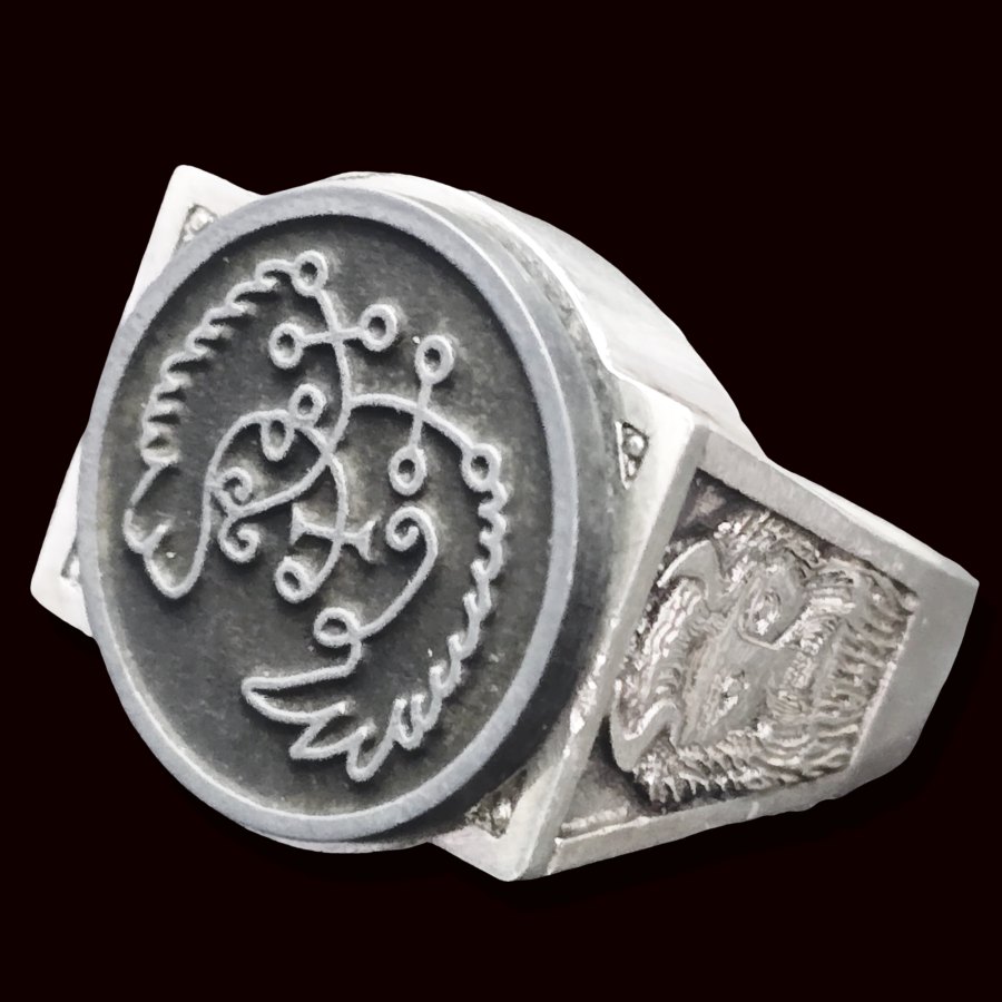 Anillo Demonio 70 PRINCIPE SEERE 72 Demonios Clave menor de Salomón Goetia En Plata 2,2 cm x 1,8 cm 18 Gr Art 1848 - Imagen 4