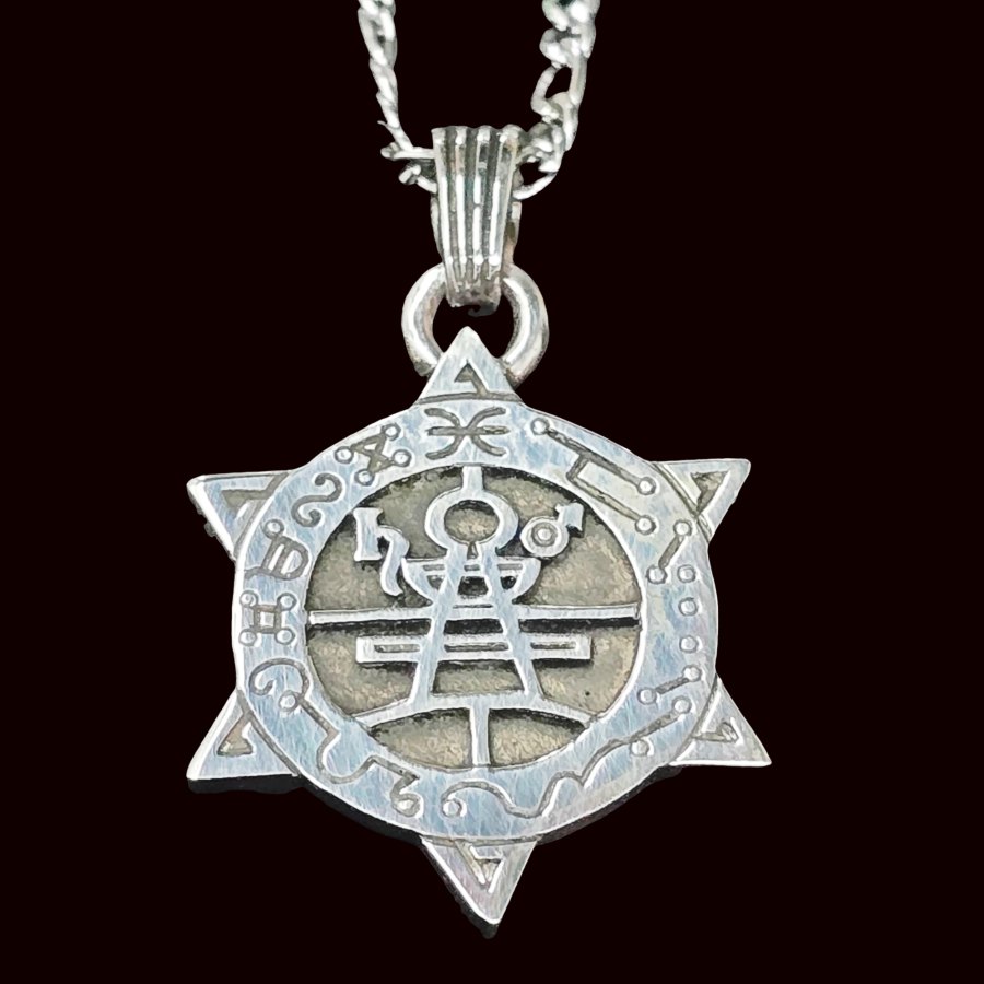 Dije Demonio 04 MARQUES SAMIGINA y Sello secreto Salomón 72 Demonios Clave menor de Salomón Goetia En Plata 3 x 2,5 cm 12 Gr Art 1863 - Imagen 4