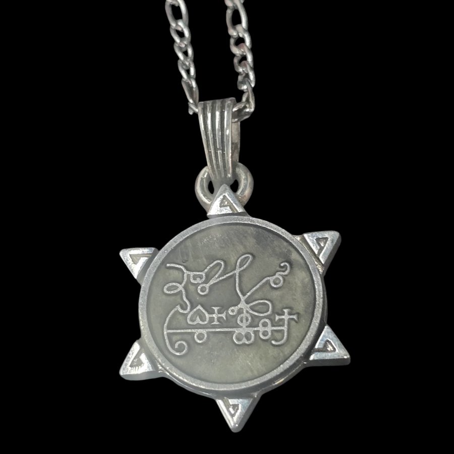 Dije Demonio 13 REY BELETH y Sello secreto Salomón 72 Demonios Clave menor de Salomón Goetia En Plata 3 x 2,5 cm 12 Gr Art 1872 - Imagen 3