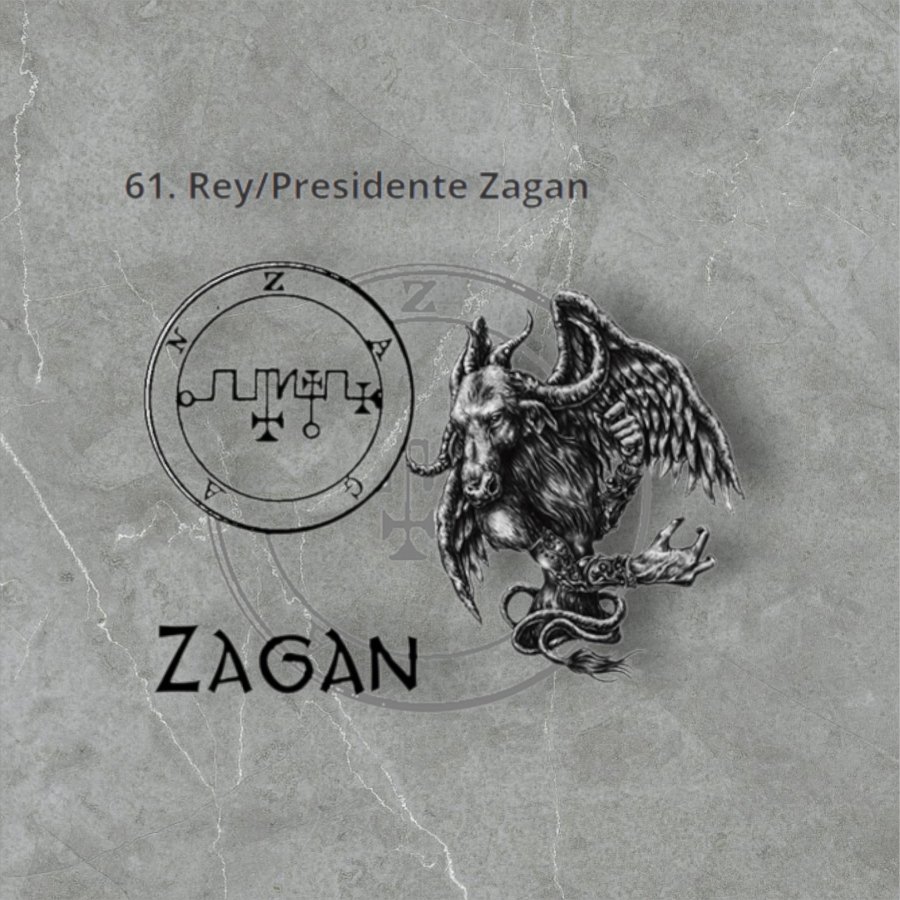 Dije Demonio 61 REY PRESIDENTE ZAGAN y Sello secreto Salomón 72 Demonios Clave menor de Salomón Goetia En Plata 3 x 2,5 cm 12 Gr Art 1920 - Imagen 5