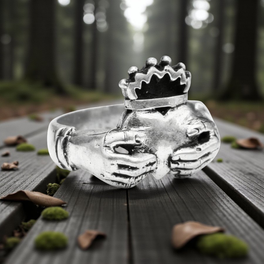 Anillo Celta Claddagh En Plata 1,5 X 1,5 Cm 9 Gr Art 1416