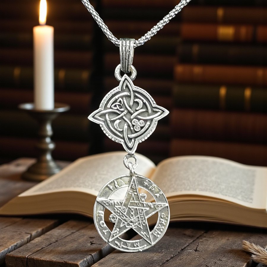 Dije Tetragramaton Y Nudo De Bruja Plata 5 Cm 11 Gr Art 1759