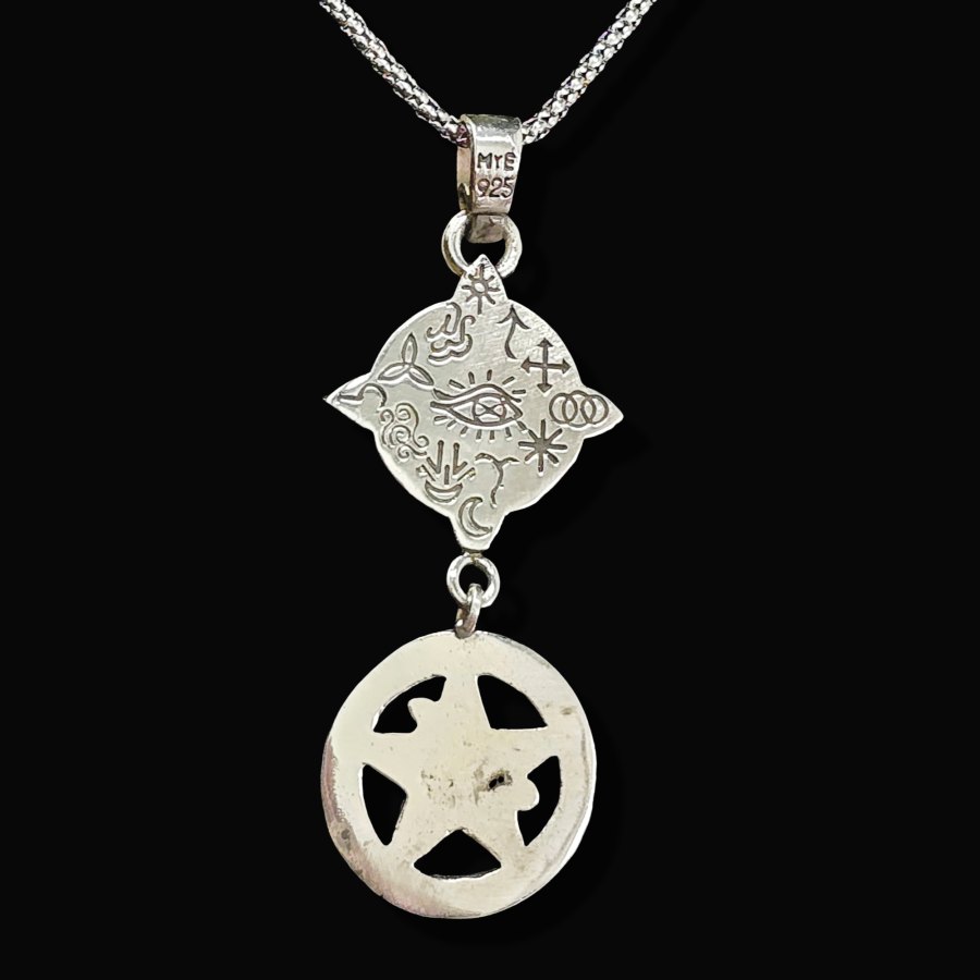 Dije Tetragramaton Y Nudo De Bruja Plata 5 Cm 11 Gr Art 1759 - Imagen 4