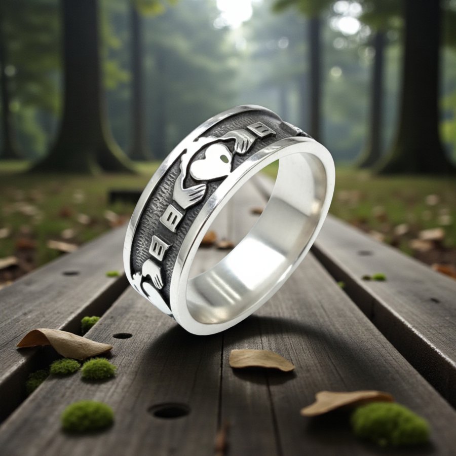 Anillo Celta Claddagh Amor Plata 5 Gr 0,60 Cm Ancho Art 423