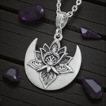 Dije Flor De Loto Y Luna Shiva En Plata 3 Cm 13 Gr Art 1375