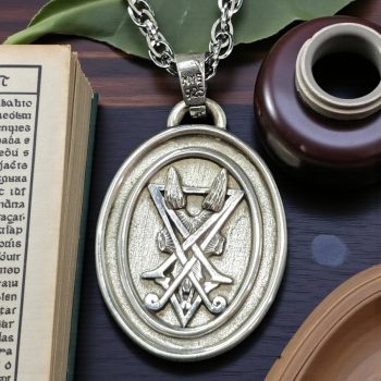 Dije Sello Baphomet Y Sigilo Lucifer En Plata 4 Cm Art 1724