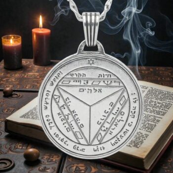 Dije Séptimo Y Sexto Pentaculo consagrado a Saturno Plata 3 Cm 12 Gr 44 Sellos de SalomónArt 1953