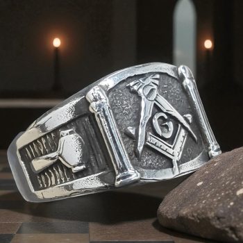 Anillo Masonico Columna Pala Plomada Plata Masoneria Art 46