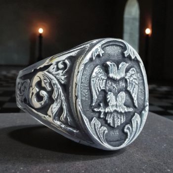 Anillo Masonico Plata 925 Aguilas Bicefalas Masoneria Art 69
