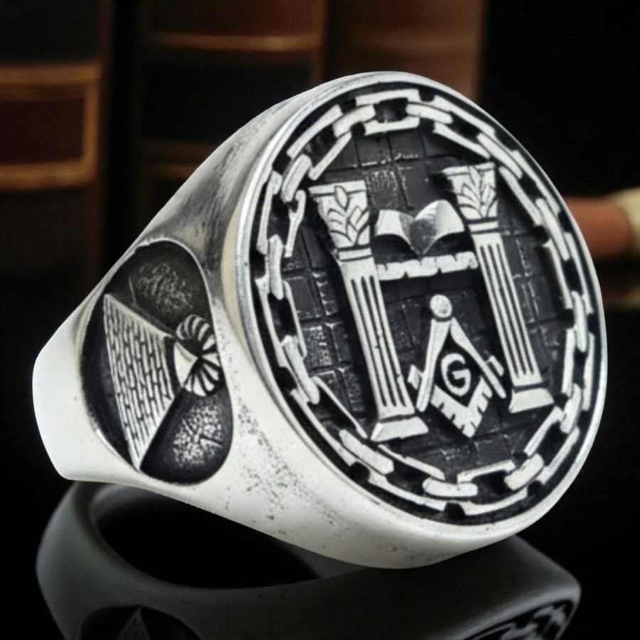 Anillo Masonico Columnas En Plata Masoneria Art 73