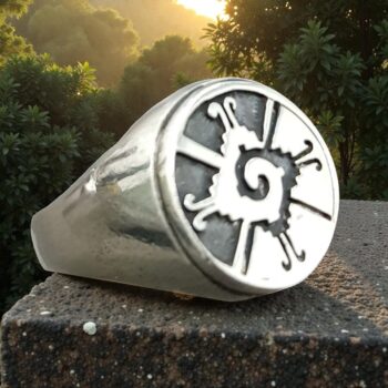 Anillo Simbolo Maya Hunab Ku En Plata 1,6 Cm 9,5 Gr Art 774