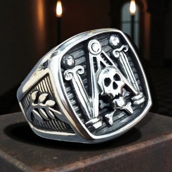Anillo Masonico Columna Calavera En Plata Masoneria 1,7 CM 16 gr Art 78