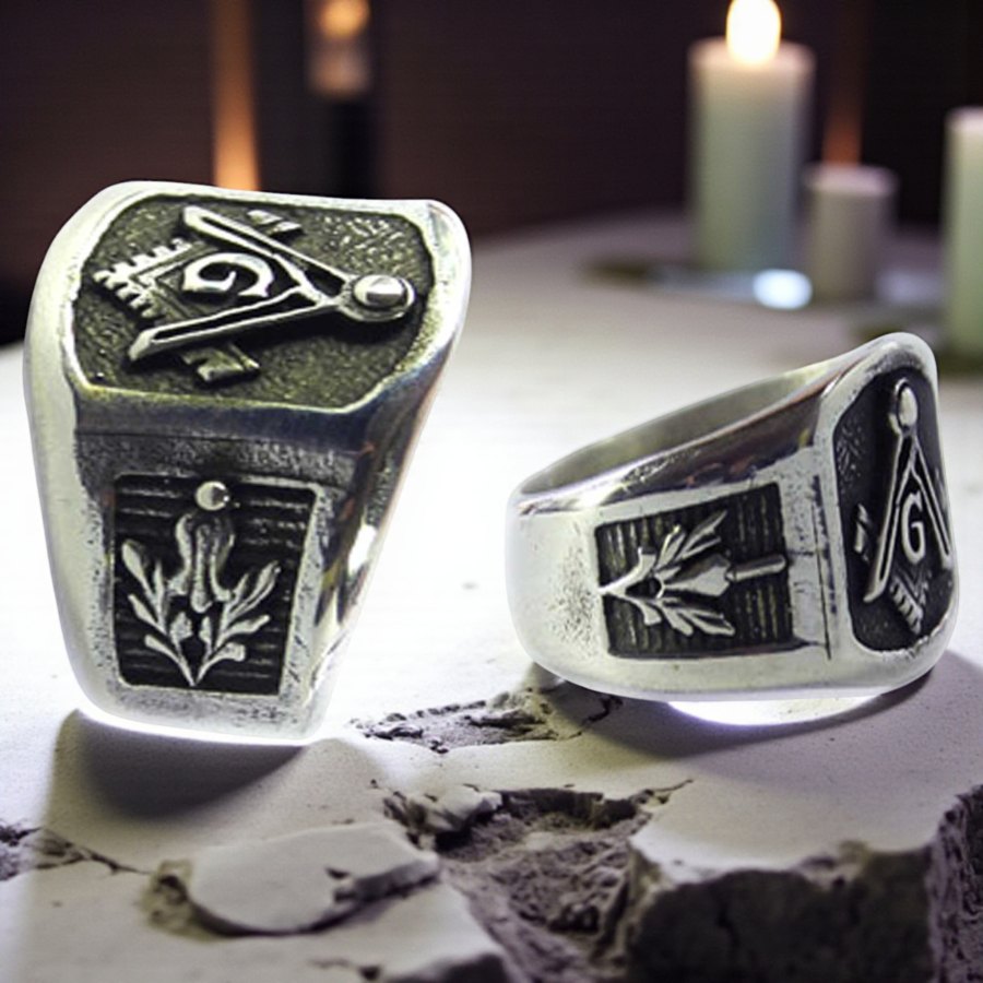 Anillo Masonico Acacia Pala Plomada Plata Masoneria Art 83