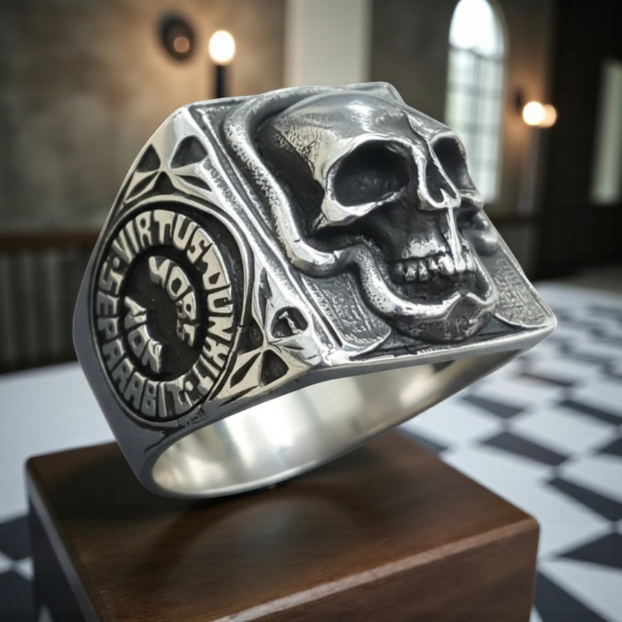 Anillo Masonico Virtus Junxit 2 X 1,5 Cm En Plata 16 gr Art 91