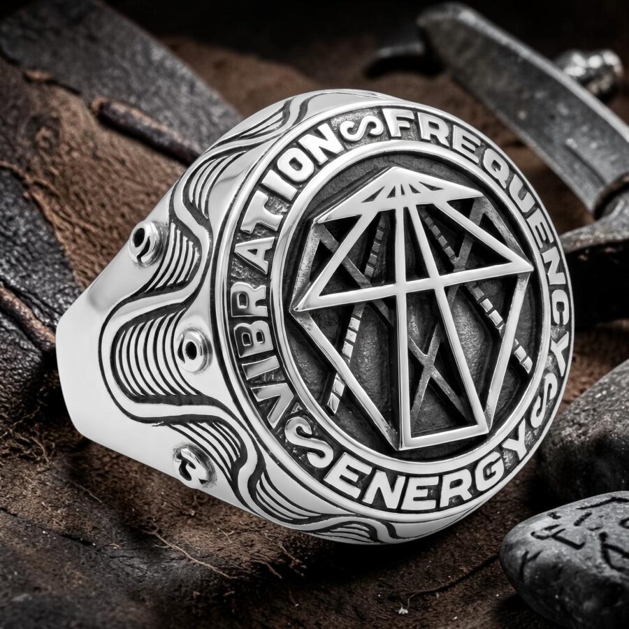 Anillo Método Tesla Plata 925 Amuleto de Manifestación, Energía, Frecuencia y Vibración 1,8 cm 16 gr Canalizar vibraciones