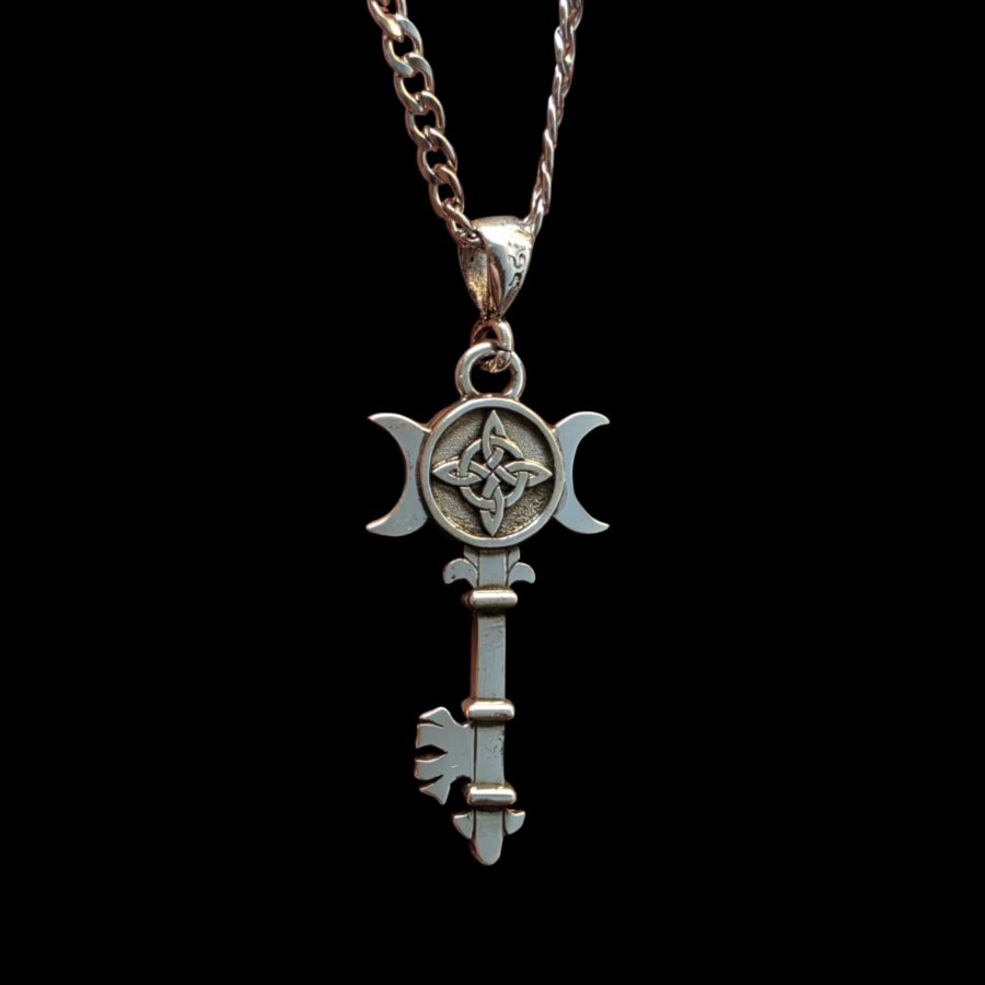 Dije Llave Wicca Triple Diosa en Plata 925 con pentáculo y nudo de bruja Amuleto de Protección y Magia Joyería Esotérica 4 cm 5 Gr - Imagen 5