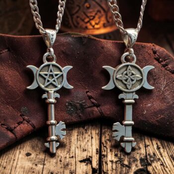 Dije Llave Wicca Triple Diosa en Plata 925 con pentáculo y nudo de bruja Amuleto de Protección y Magia Joyería Esotérica 4 cm 5 Gr