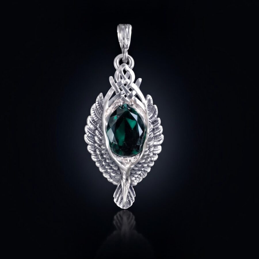 Dije Elessar Piedra de Elfo Plata 925 (6,5 x 3 cm – 15 gr) Talismán de Renovación y Esperanza