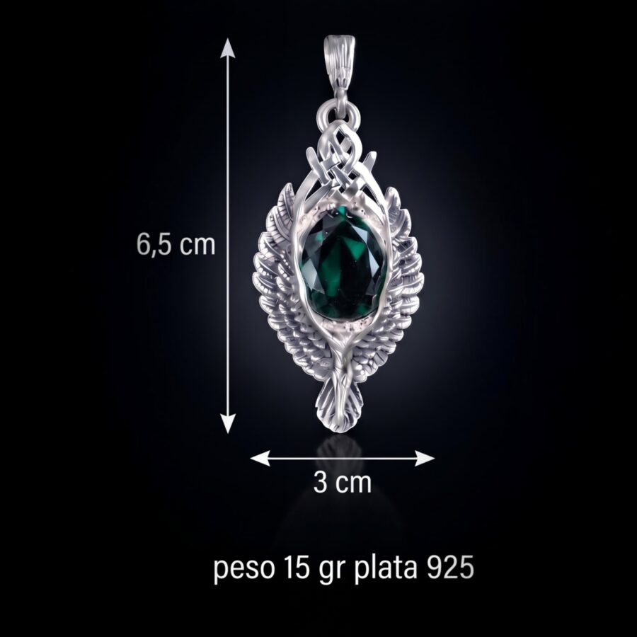 Dije Elessar Piedra de Elfo Plata 925 (6,5 x 3 cm – 15 gr) Talismán de Renovación y Esperanza - Imagen 5