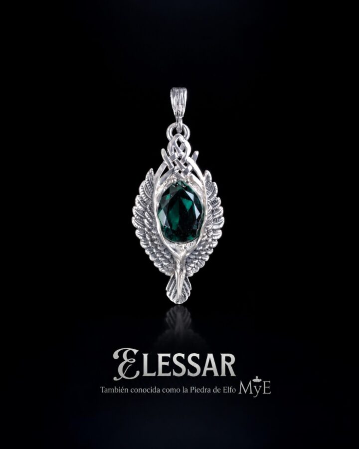 Dije Elessar Piedra de Elfo Plata 925 (6,5 x 3 cm – 15 gr) Talismán de Renovación y Esperanza - Imagen 6