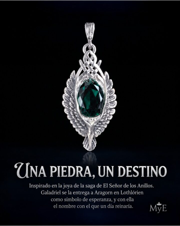 Dije Elessar Piedra de Elfo Plata 925 (6,5 x 3 cm – 15 gr) Talismán de Renovación y Esperanza - Imagen 7