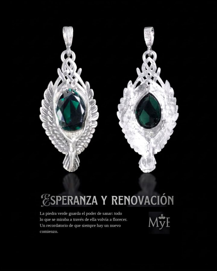 Dije Elessar Piedra de Elfo Plata 925 (6,5 x 3 cm – 15 gr) Talismán de Renovación y Esperanza - Imagen 8