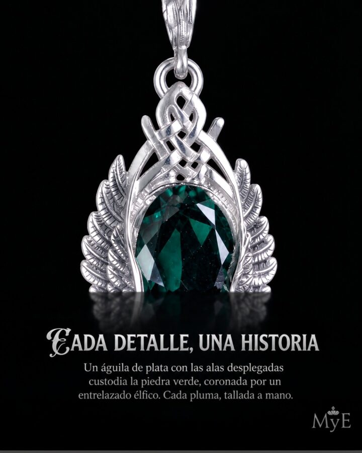 Dije Elessar Piedra de Elfo Plata 925 (6,5 x 3 cm – 15 gr) Talismán de Renovación y Esperanza - Imagen 9