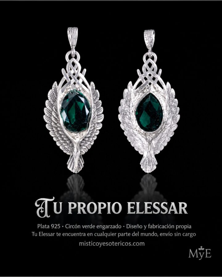 Dije Elessar Piedra de Elfo Plata 925 (6,5 x 3 cm – 15 gr) Talismán de Renovación y Esperanza - Imagen 10